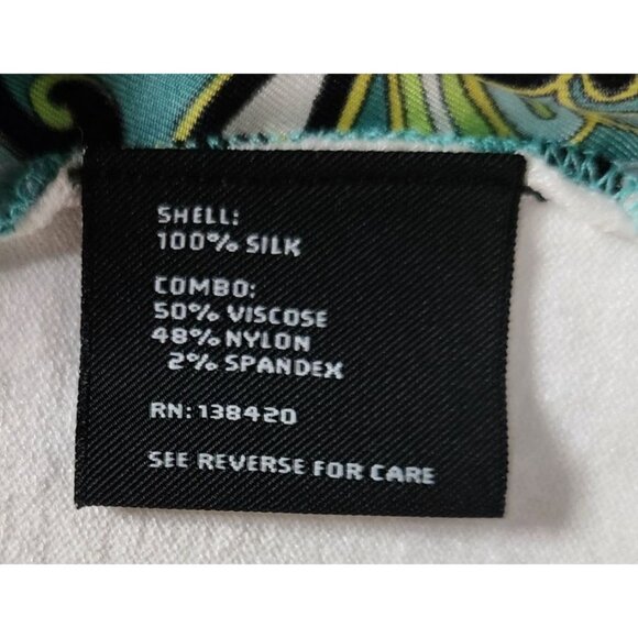 Cardigan Womens XL White blue green geometric Sweater artsy office long sleeve - Picture 3 of 7